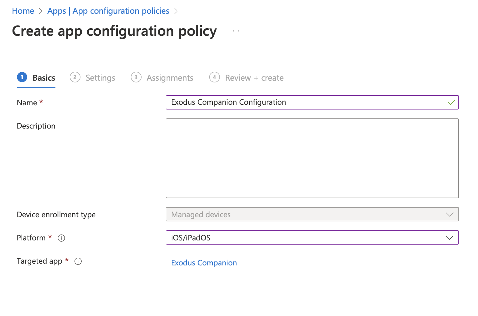 App configuration basic