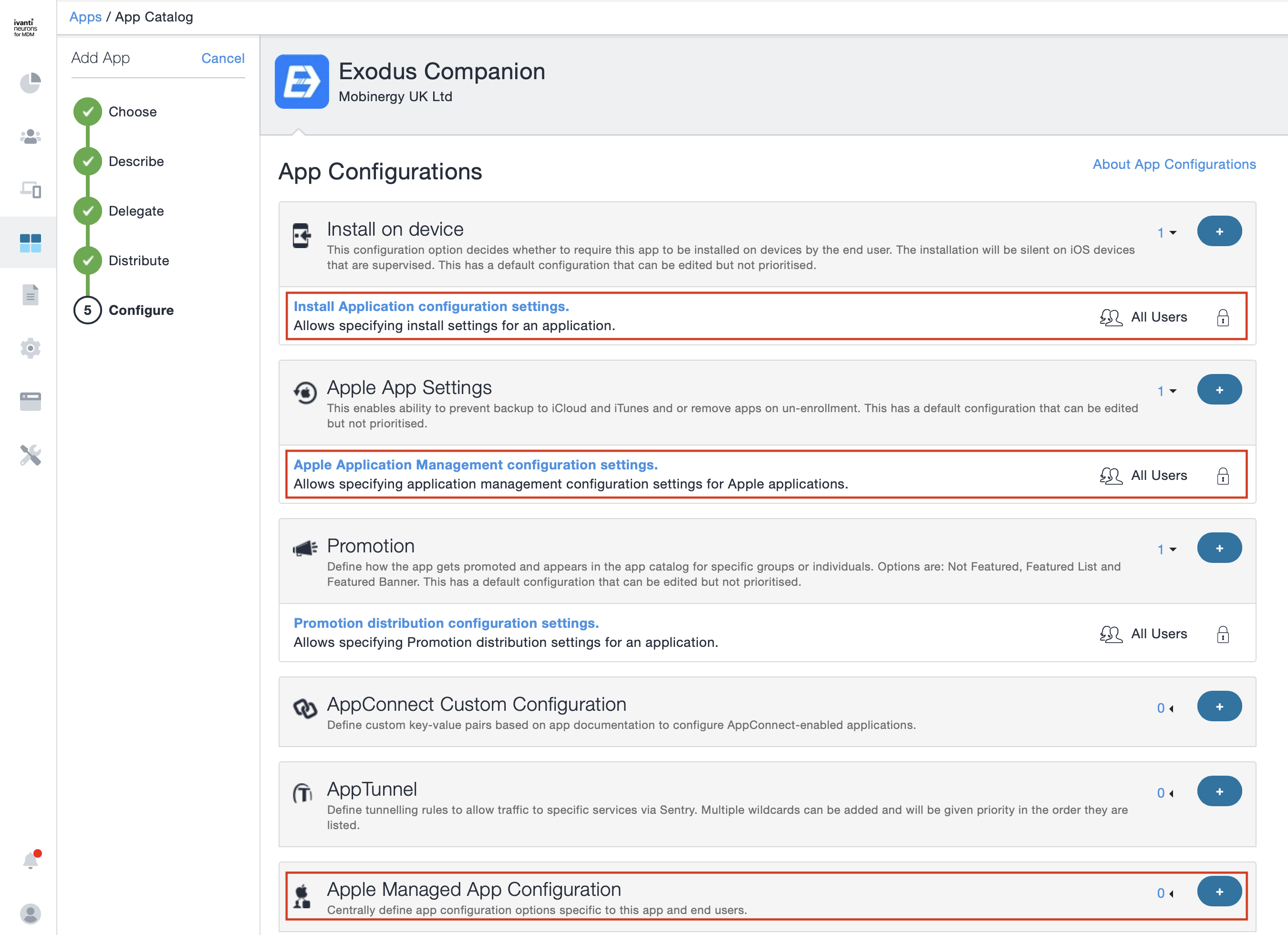 App configuration
