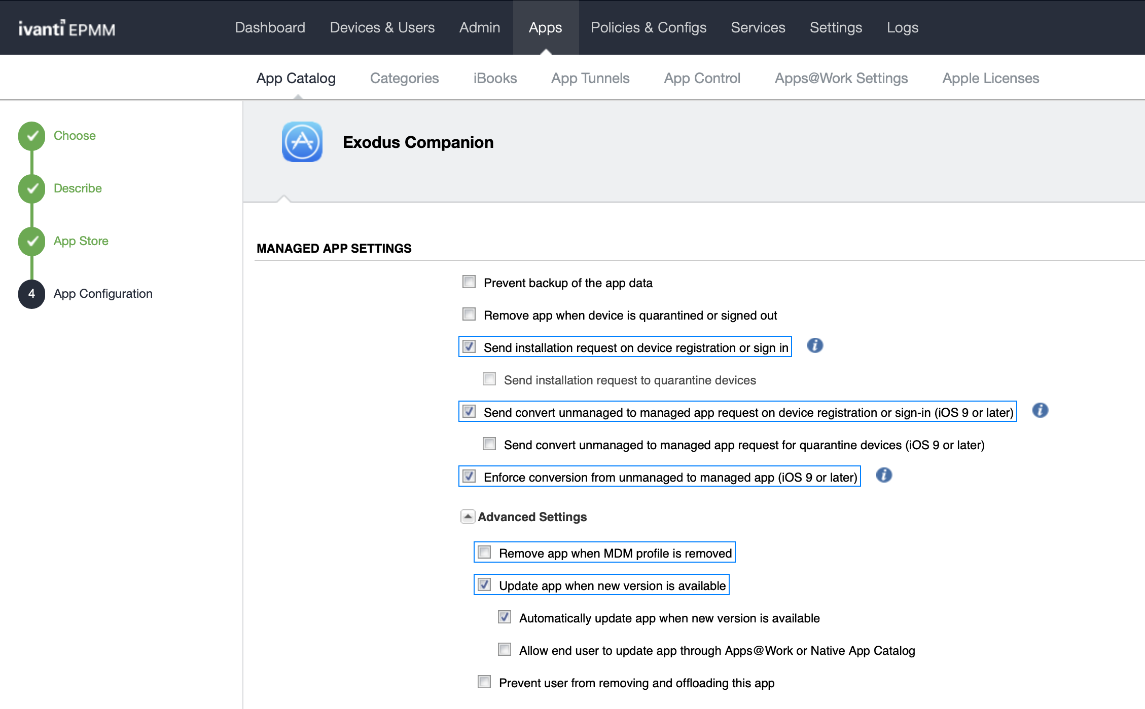 Managed App Settings